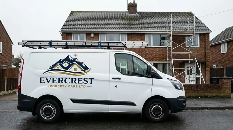 Evercrest branded van on site